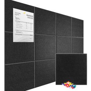 Cork Boards, 47" x 35" Black Bulletin Board,12 Pack Felt Wall Tiles for Walls Felt Board with Safe Removable Adhesive, Cork Boards for Office Prayer Board Pin Board Tack Board Cork Tiles Memo Board