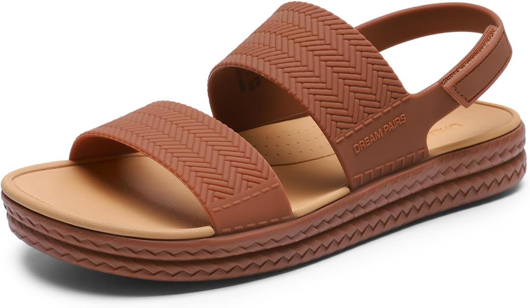DREAM PAIRS Women Water Sandals Comfortable Flat Beach Platform Dressy Summer Walking Shoes, Size: 9