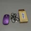 HOTLIFE Wireless Bluetooth Mouse, Slim Rechargeable LED Mouse, 2.4G Portable USB Optical Mouse with Type C Adapter, Purple