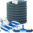 3 Pcs Pool Cleaning Kit for Inground Above,Wheel | Swimming Pool Vacuum Head Hose, 1-1/2" x 30ft with Swivel Wheel, Vacuum Head, 14 '' Brush, Spa Pond Cleaning Manual