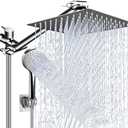 Shower Head Combo,10 Inch High Pressure Rain Shower Head with 11 Inch Adjustable Extension Arm and 5 Settings Handheld ,Powerful Shower Spray Against Low Pressure Water with Long Hose