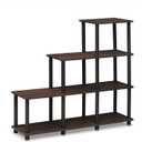 FURINNO 3 shelves, Turn-N-Tube Ladder Space Shelf, Walnut/Brown