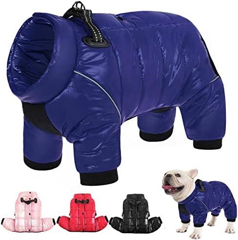 AOFITEE Dog Coat, Waterproof Dog Winter Jacket, Warm Fullbody Dogs Snowsuit, Winter Coat for Small Dogs, Zip Up Pet Puffer Jacket Fleece Vest, Outdoor Reflective Cold Weather Pet Coats (Blue, Large)