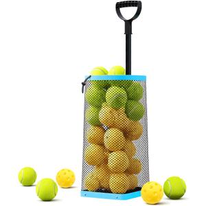 ZUKNC Lightweight Tennis Ball Hopper  Holds 50+ Tennis Balls or 40+ Pickleballs | Durable & Portable Adjustable Tennis Ball Picker | Great for Hard Court, Clay, Grass, Car Trunk (Blue)