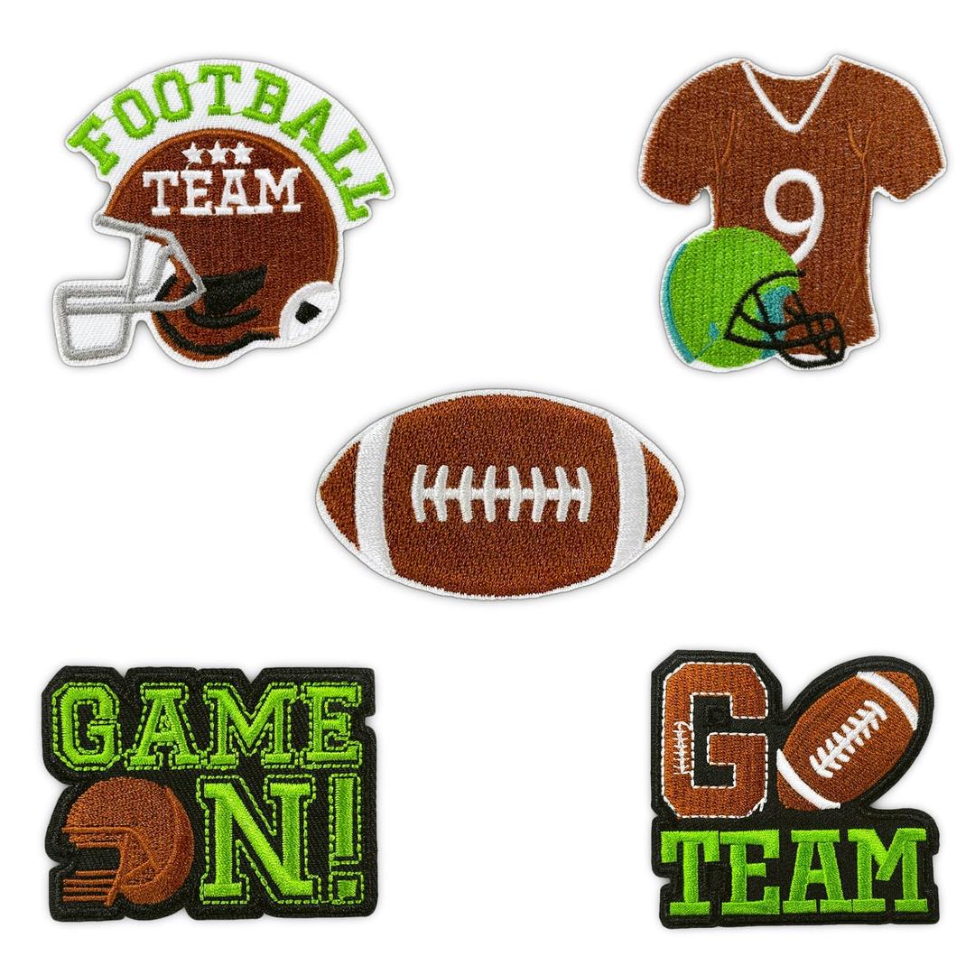 Football Iron On Patches, 5 PCS Bulk Jean Patches, Sports Embroidered Appliqué, Repaired Iron On Patches for Clothes, Jeans, Hats, Backpacks, Jackets. Sew On Patches for Women, Girls, Boys, Pack Of 4