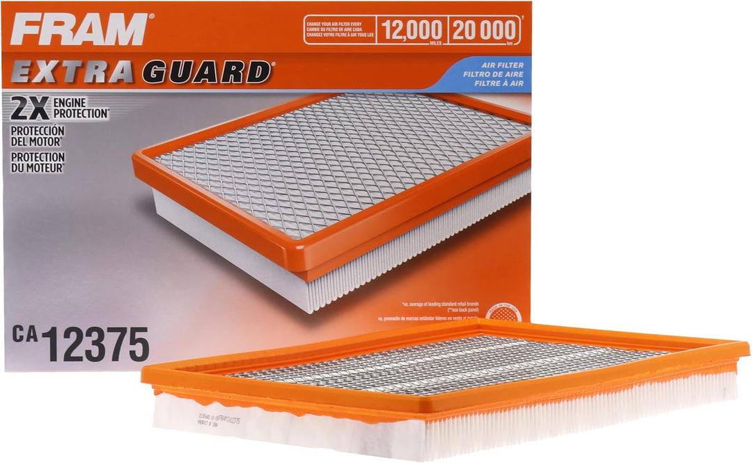 FRAM Extra Guard CA12375 Flexible Replacement Engine Air Filter for Select Ram 1500 Models, Provides Up to 12 Months or 12,000 Miles Filter Protection (One Size)