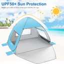 TOBTOS UPF 50+ Pop Up Beach Tent, Easy Set Up Beach Umbrella, Sun Shelter for 2-3 People UV Protection Portable Sunshade, Baby Canopy Cabana, Lightweight with Carry Bag