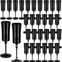 Domensi 30 Pcs Removable Black Champagne Flutes Bulk 7.5oz Plastic Wine Glasses Toasting Goblet Unbreakable Plastic Champagne Cups for Wedding Bachelor Banquet Christmas Party Supplies