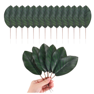 20 Piece Artificial Leaves, Fake Green Leaf with Stems for DIY
