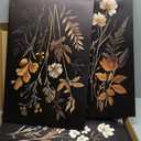 Vintage Black Flower Wall Art Decor Set of 3, Beautiful Wildflower Botanical Canvas Prints, Dark Academia Fall Floral Poster Painting Picture for Bedroom Living Room 16x24 Inch Framed (24L" x 16W")