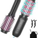 Cordless Hair Curling Iron Brush, 1.5" Mini Cordless Hair Curler, 3-in-1 Travel Curling Brush Hair Straightener Comb Rechargeable, 410 Heated Ionic Curling Tool for All Styles, Black