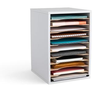 Safco Products Vertical Desktop Sorter, 11 Compartment, White