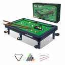 Mini Pool Table Toy – Portable Billiards Game Table for Kids & Adults, Desktop Billiard with Balls & Sticks, Family Game Night Gift for Boys Girls (Black & Green)