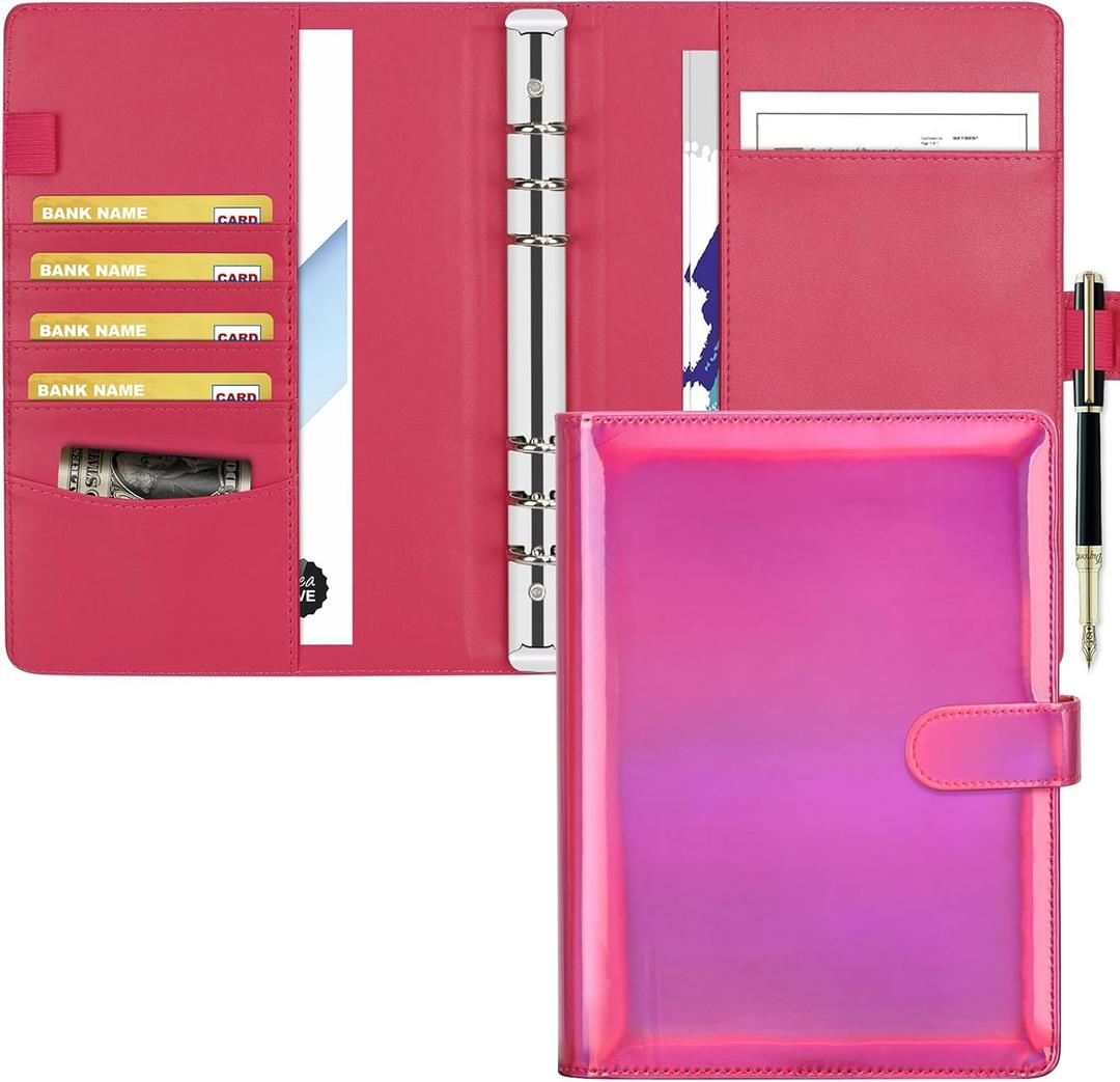 Toplive A5 Notebook Binder Refillable Binder, PU Leather Planner Organizer Cover with Magnetic Closure for A5 Filler Loose Leaf Paper, Laser Rose Red Toplive A5 Notebook Binder Refillable Binder, PU Leather Planner Organizer Cover with Magnetic Closure for A5 Filler Loose Leaf Paper, Laser Rose Red