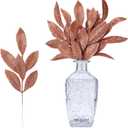 GREENTIME 12 Pack Artificial Brown Glitter Leaves 13" Fake Christmas Picks Decorative Glitter Sticks for Vase Christmas Tree DIY Wreath Crafts Fireplace Decor