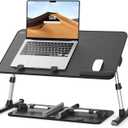 SAIJI Height & Angle Adjustable Laptop Stand for Bed, Lap Desk Bed Tray Table, Light Weight Foldable Portable Laptop Table for Couch Sofa Chair Floor Desk for Adults, Kids (52*30cm Black)