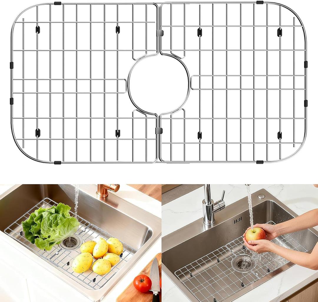 Sink Protectors for Kitchen Sink12132426,Detachable Kitchen Sink Mat 304 Stainless Steel Material Sink Rack for Bottom of Sink(26"x14" Center Drain)