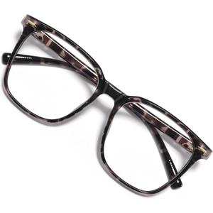 Oversized Square Blue Light Blocking Glasses for Women Men, Anti-Fatigue Computer Monitor Gaming Glasses Reduce Eye Strain(Black Tortoise)
