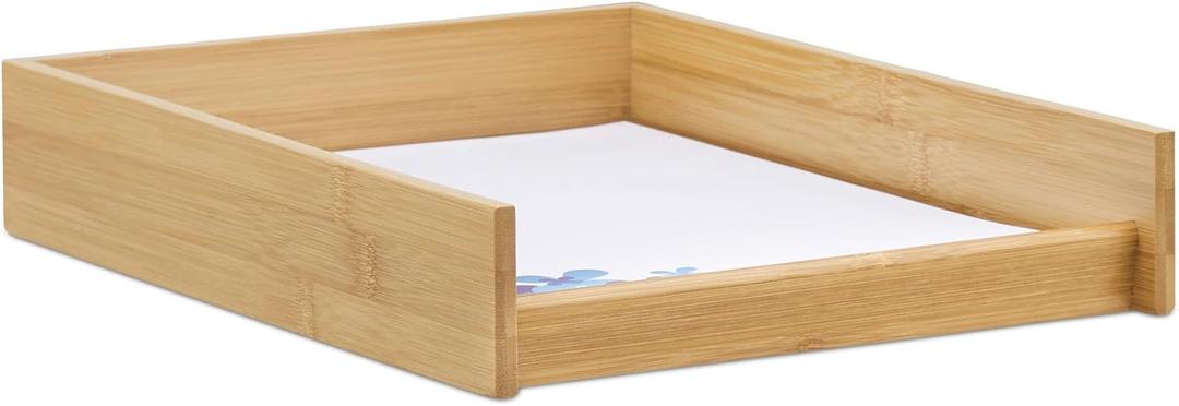 Letter Tray - Paper Organizer for Office Desk, Document Holder Desk Organization for Magazine File Folder Mail & Bill, Stackable Paper Trays - Natural