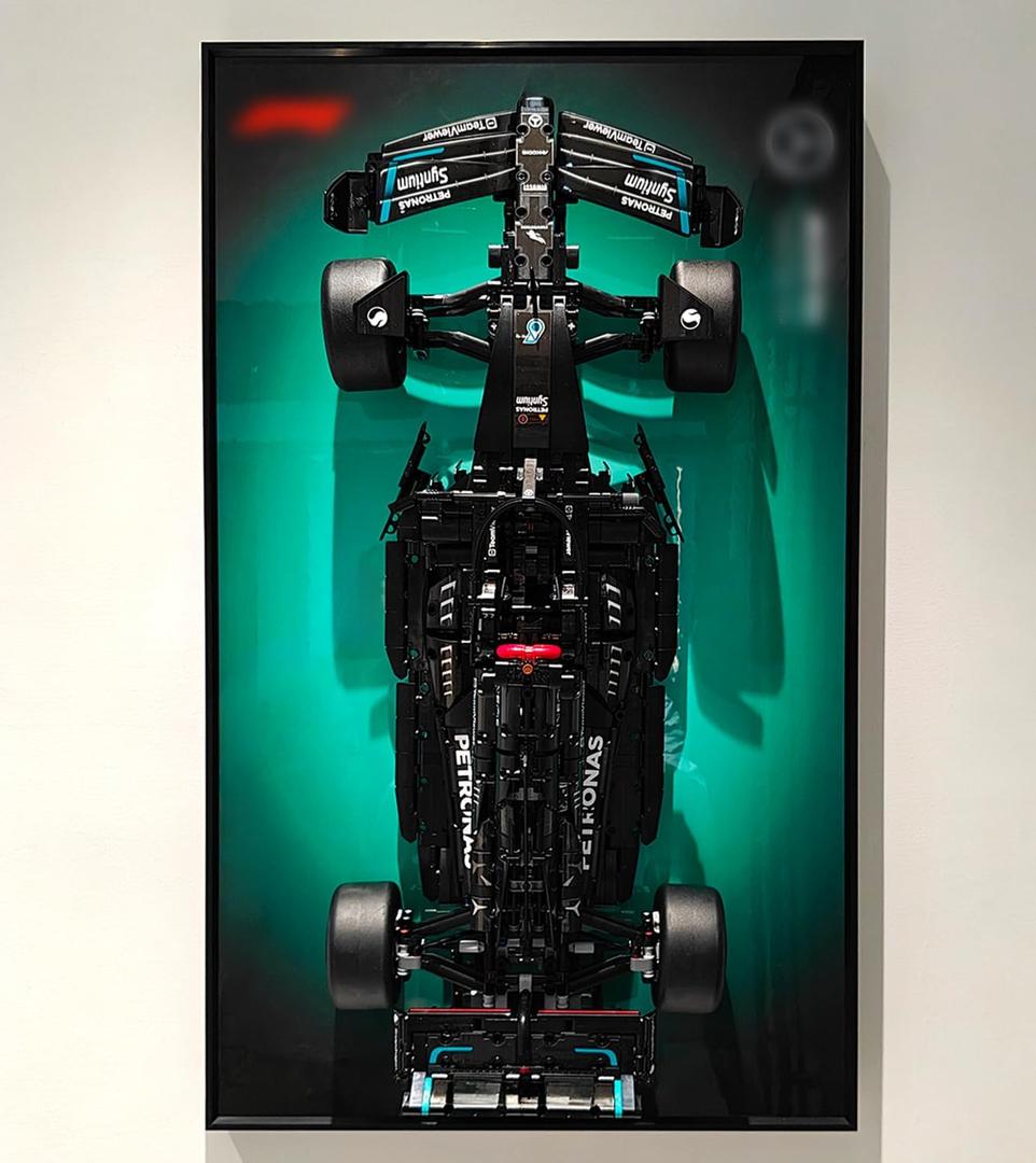 WETCEAOM Display Wallboard for Lego Technic Mercedes-AMG F1 W14 E Performance 42171 Car, Compatible with Lego Mercedes F1, Wall Art for Lego Car Wall Mount Frame Fans, Size:17.7x 29.5in, No Model!