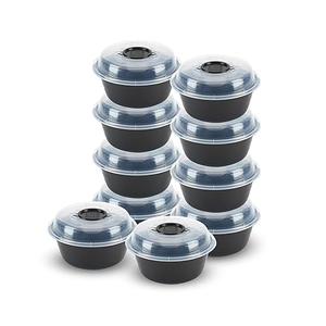 GoodCook 4-Cup Meal Prep Bowls Set with Lids and Dressing Cup, Microwavable Food Storage Containers for Meal Prepping, Set of 10, Black