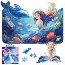 Princess Floor Puzzles for Kids Ages 4-6, 47 Pieces Pretty Princess & Sea Jigsaw Puzzles for Kids Girls Ages 3-5, Learning Educational Floor Puzzles Toys Great Gifts