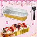 60Pcs Mini Loaf Pans with Lids and Spoons, Aluminum Foil Baking Pans, Rectangle Mini Cake Pan, Brownie Baking Cups for Picnics Party (Gold)