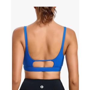 RUNNING GIRL Sports Bras for Women,Square Neck Sports Bra Medium Support Yoga Bra Workout Crop Top with Removable Cups L