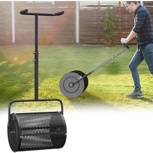 Peat Moss Spreader for Lawn, 43 Inch Compost Spreader for Lawn with Upgrade U Shaped Handle, Heavy Duty Metal Mesh Landzie Compost Spreader