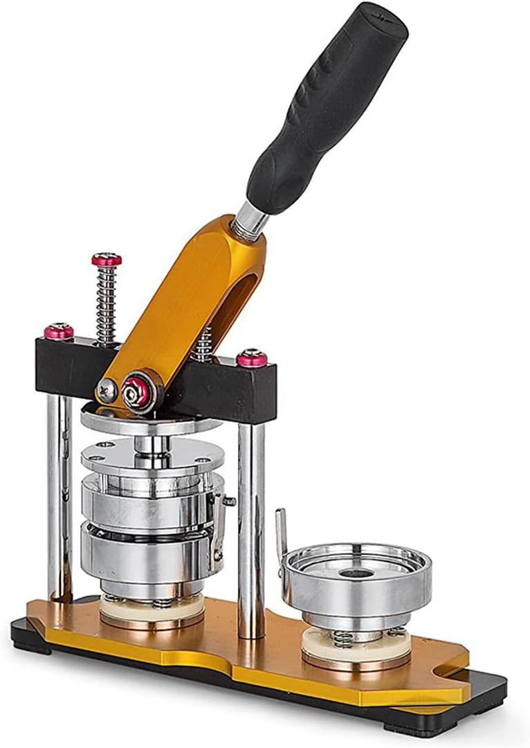 Badge Maker Machine, Manual Badge Making Machine, 44mm DIY Round Pin Badge Making Kit with 100pcs Button Parts