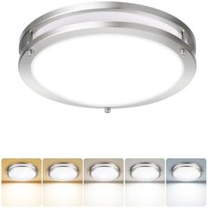 Run Bison 18IN Double Ring LED Flush Mount Ceiling Light Fixture, 28W, 2200LM, with 5CCT 2700K-5000K Adjustable, Dimmable Modern Ceiling Light for Bedroom, Kitchen, ETL Listed - 1PK