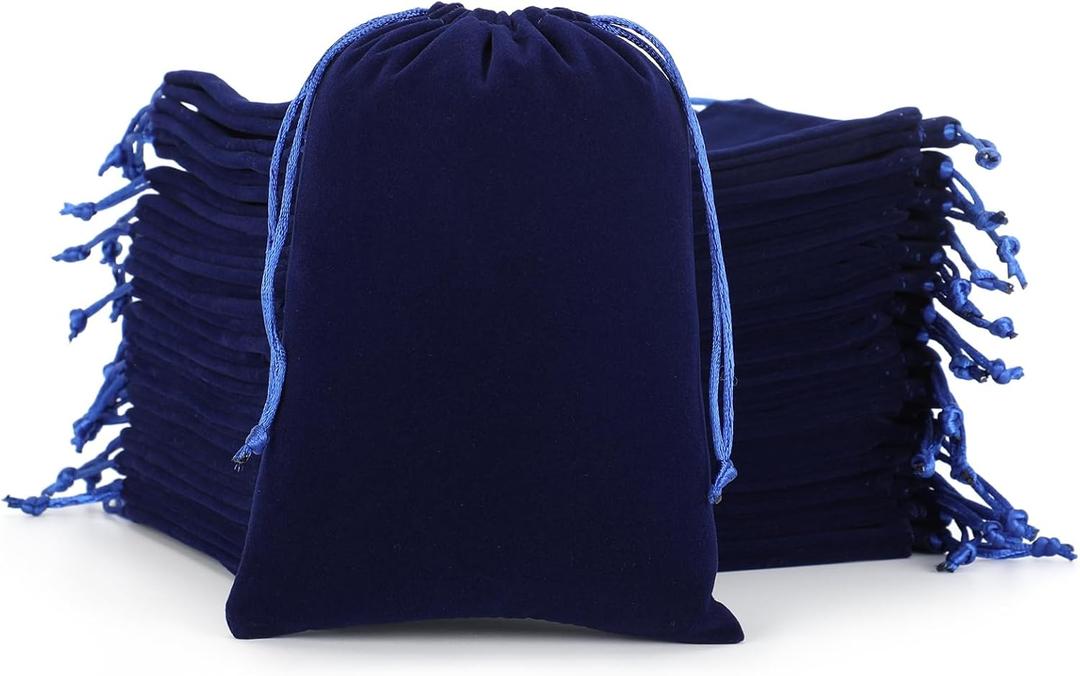 Velvet Drawstring Jewelry Bag, 50Pcs Blue Dice Bag, 5x7 Card Pouch, Or Wrapping Easter Party Favors, Mojo, Small Business, Pendants, Bracelet, Customers