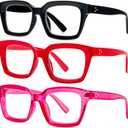 DXYXYO 3 Pack Retro Oversized Reading Glasses for Women Men Fashion Square Blue Light Blocking Computer Reader