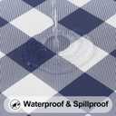 Smiry Round Picnic Tablecloth, Elastic Waterproof Fitted Vinyl Tablecloths for 36"-44" Tables, Flannel Backed Buffalo Plaid Table Cover for Dining, Camping, Outdoor, White and Navy