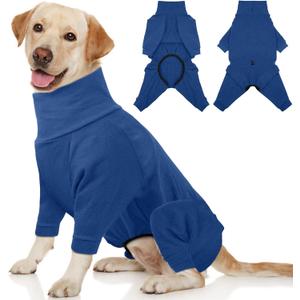 Dog Winter Coat,Full Body Pajamas Onesie Warm Dog Cold Weather Jacket,4-Legged Onesie Jumpsuit,High Collar Snowsuit Sweater for Walking, Hiking, Travel, Home Wear (XX-Large, Blue)