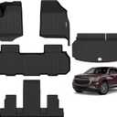 Naibeve Floor Mats for 2018-2023 Chevrolet Traverse 7 Seats Bucket Seats (for 2024 Traverse Limited)-All Weather Custom Fit for Chevy Traverse Floor Mats & Cargo Mat Waterproof Interior Accessories