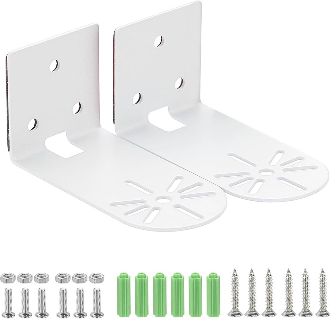 Sumnacon 2PCS Wall Mount Camera Shelf- Metal Small Wall Shelf with Adhesive,Universal Small Floating Shelf for Security Cameras, Speakers,White