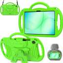 AVAWO Kids Case for Samsung Galaxy Tab A11+ Plus/A9+ Plus 11 Inch Case, with Strap, Shockproof Lightweight Handle Stand 2025/2023 Model with Lanyard, Green