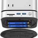 ORICO MiniLink 40Gbps Mac mini M4 Dock, USB4 Aluminum Docking Station with Dual NVMe M.2 SSD Slots, 10Gbps USB-A Ports, 4.0 SD/TF Card Readers for Mac mini M4/M4 Pro (7-in-1)