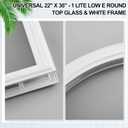 Pushglossy 22 x 36 Entry Door Glass Insert White Exterior Front Door Window Inserts Replacement Kit for Home Improvement (Low-e Glass,1 Lite Round Top)