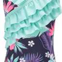 Girls One Piece Swimsuits Hawaiian Ruffle Swimwear Beach Bathing Suit (7-8 Years, Purple)