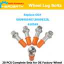 14mm x 1.5 Wheel Lug Bolt OE Factory Wheel 0009905407 Compatible with ML500 S550 CL63 ML350 GLK350 CL500 GL450, Pack of 20