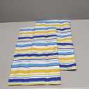 Lsrtoss Blue Yellow Striped Outdoor Waterproof Pillow Covers, Farmhouse Navy Blue Ombre Stripes Decorative Rectangle Throw Pillowcase Sofa Cushion Sham for Patio/Couch/Chair, 20"x12" 2 Pack