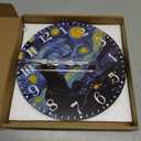Ansouyi Round Wall Clock Battery Operated Clocks Wallclock 10 Inch, Starry Night and Black Cat Silent Non Ticking Wall Clock for Living Room,Kitchen,Home,Bathroom,Bedroom,Office or School