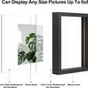 Egofine 6x8 Floating Frames Set of 2, Double Plexiglass Picture Frame, Made of Solid Wood Display Any Size Photo up to 6x8, Wall Mount or Tabletop Standing, Rustic Black