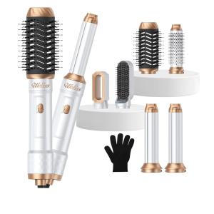 Ukliss 6 in 1 Air Styler & Blow Dryer Brush with Ionic Technology, Magic Styler & Air Curler for Hair, Versatile Hair Dryer Brush for Fast Styling, Safe ALCI Plug, Works on Most Hair Types,White