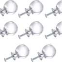 Set of 8 Crystal Drawer Knobs, Round Handles Ball Pulls for Cabinets, Cupboard Dresser, Drawers, Kitchen Furniture or Kids Room - Transparent
