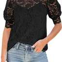DOROSE Womens Tops and Blouses Dressy Casual Lace Floral Long Sleeve Shirts (Medium)