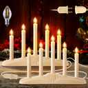 Meonum 2 Set 5 Light Electric Window Candles Plug in Christmas Candle Light with C7 LED Bulbs, Ivory Christmas Candelabra with Switch, Charge Connector,Spare Bulb for Holiday Party Home Window Decor