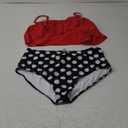 Womens Tankini Swimsuits Ruffled Tank Top Tummy Control Floral Modest Swimwear High Waisted Bikini, Red Polca, 3XL